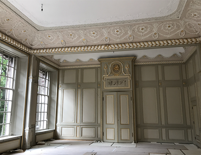 Restauratie monumentale balzaal 18e/19e eeuw, Karl Lagerveld Herengracht Amsterdam // Atelier Koningsblauw